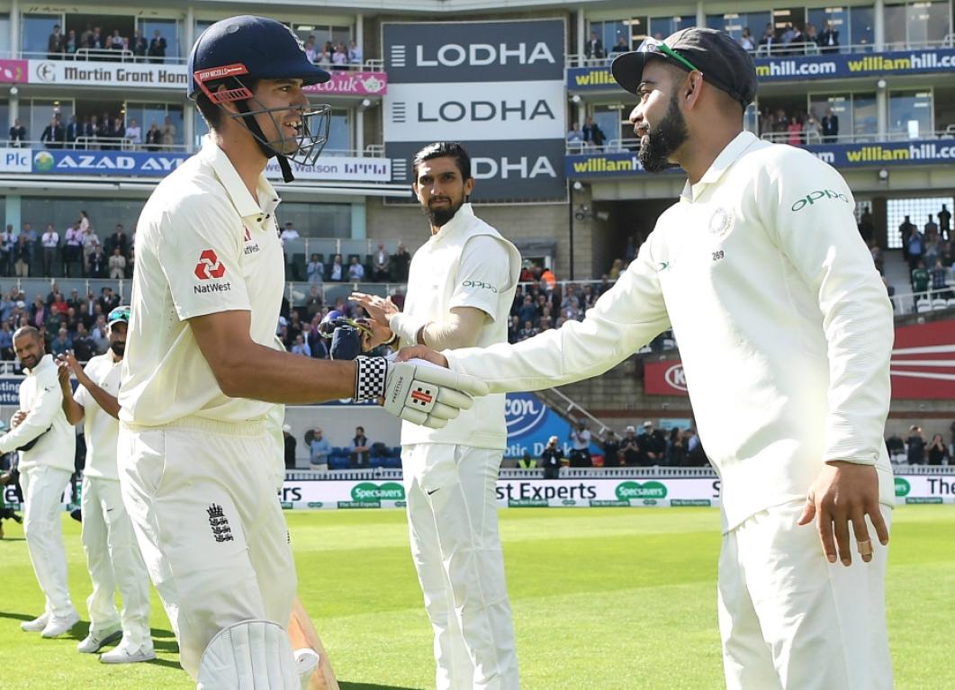 Former England captain Alastair Cook names Virat Kohli in the list of five all-time great batsmen. Former England captain Alastair Cook names Virat Kohli in the list of five all-time great batsmen.