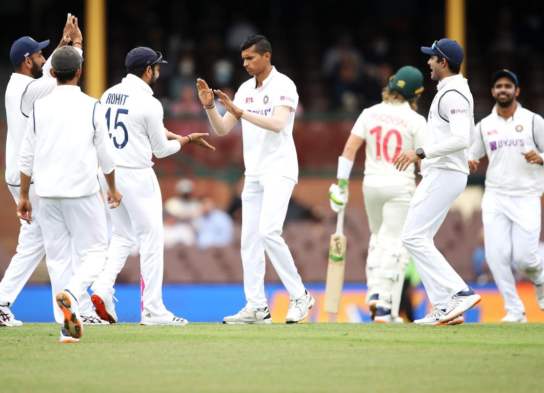 Navdeep Saini and Mohammed Siraj bag a wicket each on the opening day of the third Test between Australia and India