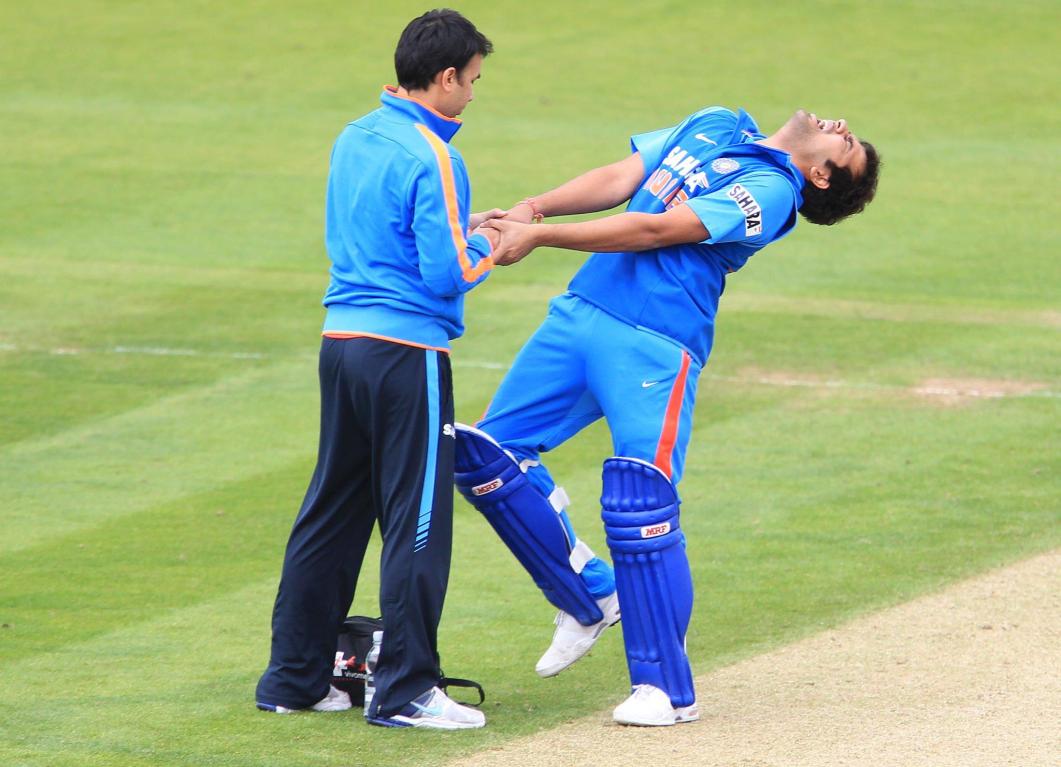 Rohit Sharma cops a blow on his arm during optional training Rohit Sharma injury