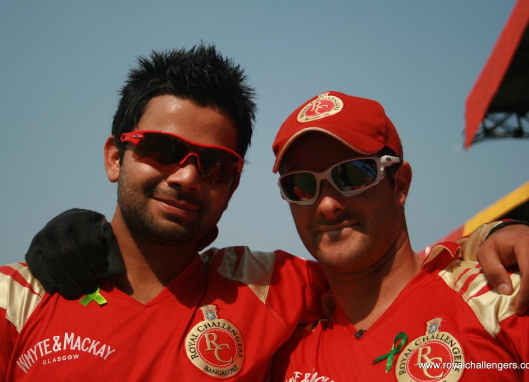Mark Boucher was awarded the Man of the Match for his unbeaten 39 off 19 Mark Boucher and Virat Kohli for RCB in IPL