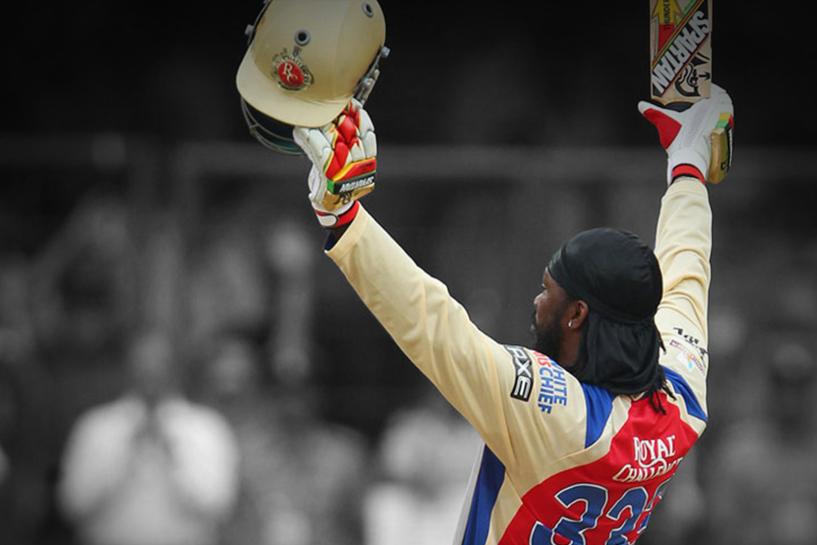 Chris Gayle When Gayle went on his knee to acknowledge the RCB fans at Chinnaswamy